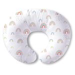 Plushii Nursing Pillow and Positioner, Breastfeeding, Bottle Feeding, Microfiber Baby Sitting Support with Removable Ultra Soft Cover, Tummy Time Support for Baby Girls, Rainbow