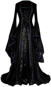 Quinceanera Winter Dresses for Women Cinched Waist Sabrina Neck A-line Fit and Flared Solid Color Costumes Flare Sleeve Patchwork Floor Length Long Sleeve Vintage Gown Vestidos