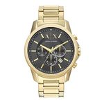 Armani Exchange Stainless Steel Analog Gray Dial Men Watch-Ax1721, Gold Band