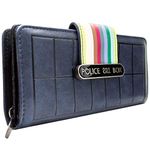 Dr. Who Thirteenth Tardis Doctor Who Stripes Call Box Purse Clutch Coin Pocket & Card Holder, Blue