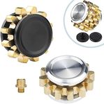 Yakison Brass Gear Linkage Mini Fidget Spinners, Stacking Extendable Metal Fingears Gyro Toys for Adults, Copper Gold Small Haptic Coin R188 Bearing, Autism Sensory ADHD Anxiety Reduce (Silver, Black)