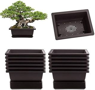 LANIAKEA 12 Pack Bonsai Pot with Trays 6.5 Inch Nursery Pots with Drainage Plastic Bonsai Training Pots for Home Furnishings Décor Flower Nursery Brown