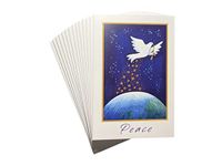 Fravessi Holiday, New Years Boxed Greeting Card Multi-Pack Set (4" x 6") | 16 Cards + 17 Envelopes | Peace Dove Design | Blue, White