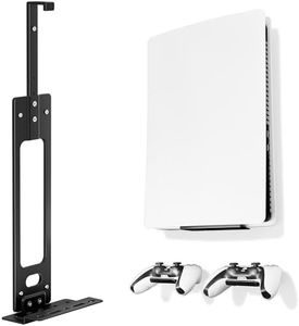 PS5 Wall Mount Kit, Space-Saving Console Mount for PlayStation 5, with 2 Controller Holders, Compatible with Disc, Digital, Slim & Pro, Black