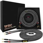 WORLDS BEST CABLES 6 Foot ULTIMATE - 10 AWG - Ultra-Pure OFC - Premium Audiophile HiFi Speaker Cable Pair with Eminence Gold Banana Plugs & Carbon Tweed Jacket