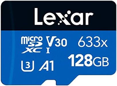 Lexar 633x 128GB Micro SD Card, microSDXC UHS-I Card + SD Adapter, microSD Memory Card up to 100MB/s Read, A1, Class 10, U3, V30, TF Card for Smartphones/Tablets/IP Cameras (LMS0633128G-BNAAA)