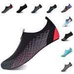 JOINFREE Water Shoes for Men Women Lightweight Quick-Dry Aqua Sport Socks Rubber Soles for Beach Swim Surf Yoga Exercise (ARR-R BLK, 37-38 EU,6.5-7.5 M US Women)