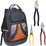 Klein Tools 80120 Backpack and Pliers Kit with Backpack, Long Nose Pliers, Diagonal Cut Pliers and Side Cut Pliers, 4-Piece