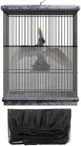 Jeffdad Bird Cage Seed Catcher, Universal Adjustable Birdcage Cover Skirt Bird Cage Net Cover Nylon Guard Net Cover for Parrot Parakeet Macaw Round Square Cages