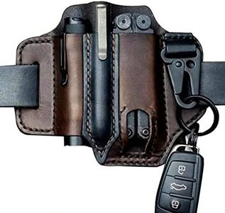 WallDecalsAndArt Multitool Sheath for Belt, Leather EDC Pocket Organizer for Men, Leatherman Sheath with Pen Holder, Key Fob, Flashlight Sheath, EDC Leather Pouch (Brown) (Tool-1)