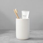 BSDISP White Toothbrush Holders for Bathrooms - 1 Cups Ceramic Toothbrush Toothpaste Holders, White Bathroom Tumbler Cups Reusable Toothbrush Mouthwash Cup, Bathroom Counter Organizer.