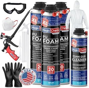 Spray Foam Insulation Kit (3 Pack-25.4 oz) Expanding Foam Sealant for Thermal & Acoustic InsulationFoam, Closed Cell, High Density SprayFoam, Covers up to 120 Board feet/sq. ft. Cleaner, Gun