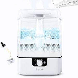 6L Humidifiers for Bedroom Large Room Home, CHIVALZ Cool Mist Top Fill Humidifiers for Baby Nursery and Plants, 26dB Quiet, Nightlight, Up to 50 Hours, Oil Diffuser 1 Pack + 2 Mist Outlets