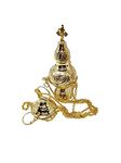 AOLDHYY Polished Brass Hanging Incense Burner Orthodox Censer, 8 1/2 Inch