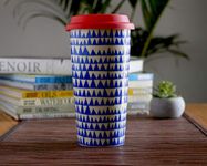 PEGGY OLIVER Ceramic Travel Mug - 1 Piece, Blue, 550 ml