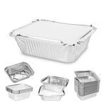 MARENT Brand 50 x Silver Foil Food Trays Containers & Lids 120 x 145 x 49mm (No.2) - MADE IN UK -Same Day Posting if bought before 1pm Weekdays