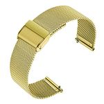 Quick Release Watch Strap,Mesh Woven Metal Watch Band Clasp for Men and Women,Universal Watchband for Smart Watches Fossil Watch strap and Seiko Watches 20mm Gold Double Buckle