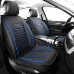 Vankerful Leather Seat Covers for Cars,Car Seat Covers Front Seats Only,Automotive Seat Covers for Trucks,SUV,Leatherette,Universal Fit，Vehicles Seats Cushions(Front Pair,Black-Blue)