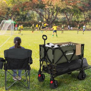 Overmont 400L Folding Wagon – Green Collapsible Utility Cart