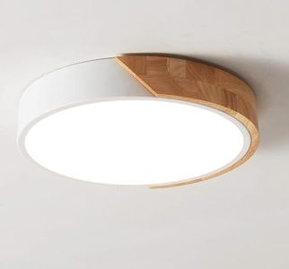 ZAITINZ LED Ceiling Lights, Modern Flush Mount Lighting Fixture,Round Shaped Wood Ceiling Lighting for Bedroom,Kitchen,24W,6500K Cool White,Ø30cm