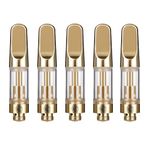 WOLFTEETH 5 Pack 0.5ML CBD Atomizer Ceramic Core Stainless Steel Drip Tip | 510 Thread Vape Cartridge Disposable for CBD and Thick Oil Vape Pen | Gold/Liquid Free Nicotine Free 124601X5