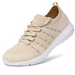 EvinTer Women's Running Shoes Lightweight Comfortable Mesh Sports Shoes Casual Walking Athletic Sneakers Beige