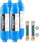 Lifefilter RV Inline Water Filter, NSF Certified, Reduces Chlorine, Bad Taste, Odor, Dedicated for RVs and Marines,4 Pack Drinking Filter with 2 Flexible Hose Protector