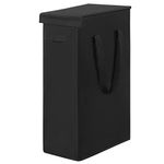 Chrislley 60L Slim Laundry Hamper with Lid Narrow Laundry Basket with Handle Upgrade Foldable Dirty Clothes Hamper Portable Skinny Hamper Organizer Storage Bins (25.6 inches, black)