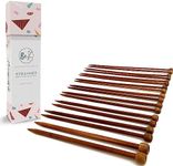 BeKnitting 9pc (10") High-Quality Bamboo Straight Knitting Needles Set for Adults & Kids | Carrying Case | Gift, Mothers Day