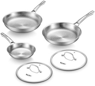 Titanium Pans for cooking, 8+10+12 Inch Titanium Hammered Pro pan with Lid