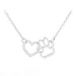 Dog Paw Print Pendant Necklace for Women Love Heart Pendant Necklace for Pet Lover Girls Gifts