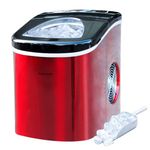 Frigidaire EFIC117-SSRED-COM Stainless Steel Ice Maker, 26lb per day, RED STAINLESS