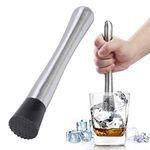 TASKHOUSE Cocktail Muddler Stainless Steel Fruit Mixer Ice Crusher Bar Tools Bartender Blender Set Pestle Masher 1 Pcs for Mojito Mint and Other Fruit Based Drinks