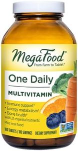 MegaFood One Daily Multivitamin - Multivitamin for Women and Men - with Real Food - Immune Support Supplement -Vitamin C & Vitamin B - Bone Health - Energy Metabolism - Vegetarian, Non-GMO - 180 Tabs