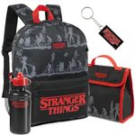 Stranger Things 4 Piece School Backpack Set with Lunch Bag Water Bottle Keyring