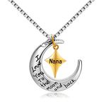 PHOCKSIN I Love You to The Moon and Back Nana Necklace Gifts for Nanny On Her Birthday from Granddaughter Nana Jewellery with Wish Star