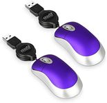 EEEKit 2 Pack Mini Retractable Cable USB Optical Mouse, Purple, Unisex