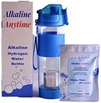 Alkaline Anytime-Sports Alkaline Water Bottle-1 (9.5pH) Alkaline Filter & Stainless Steel Infused-Leakproof BPA Free Reusable-Push Button Lid Bottle-on the Go-Portable Fitness & Outdoor-Water Bottle