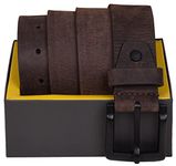 URBAN FOREST Dark Brown Casual Leather Belt with Matte Black Buckle for Men