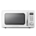 Galanz GLCMKZ11WER10 Retro Countertop Microwave Oven with Auto Cook & Reheat, Defrost, Quick Start Functions, Easy Clean with Glass Turntable, Pull Handle 1.1 Cu. Ft, White