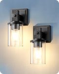 EDISHINE Wall Sconces Set of 2, Vintage Vanity Light Fixtures with Clear Glass Shade & Bronze Finish, 1-Light Wall Mount Lamp for Bathroom, Hallway, Living Room, Mirror, Kitchen