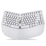 Perixx PERIBOARD-613W Compact Wireless Ergonomic Split Keyboard - Dual 2.4G and Bluetooth Mode - Compatible with Windows 10 and Mac OS X - 15.75x10.83x2.17 inches - White - US English