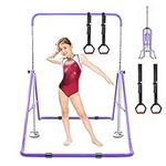 Expandable Gymnastics Bars for Kids, Adjustable Height Gymnastic Horizontal Bars, Junior Training Bar Children Folding Training Equipment Monkey Bars for Kids Home Training (Purple)