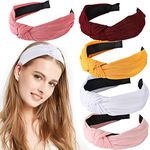 LOVNFC Womens Headbands, 5Pcs Knotted Head Bands No Slip Fashion for women Girls red pink white yellow(Mixed Color B)