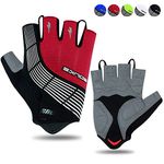 Souke Sports Cycling Gloves Half Finger Bicycle Gloves,Breathable Outdoor Bike Gloves For Men Women Fingerless Motorcycle Gloves Mountain Road Riding Gloves Anti-Slip,RED XL