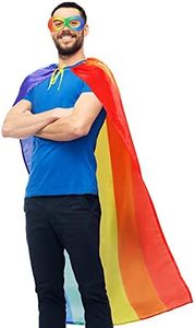 D.Q.Z Super Hero Capes and Masks for Adults Superhero Dress Up Halloween Costume Team Spirit Day Party Favors (Rainbow)