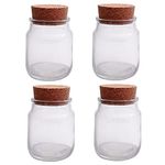 GIFTBASH Premium Glass Round Jar with Classic Wooden Cork LID, Set of 6, 100ml Each, For Making Transparent | BPA Free | Storage Jar | Kitchen Organizer | Candle Jar | Modular | Multipurpose Jar (6)