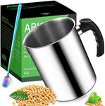 ABK Candle Making Pouring Pot, 1800ml/60oz Double Boiler Wax Melting Pot, 304 Stainless Steel Candle Making Pitcher with Heat-Resistant Handle and Dripless Pouring Spout Design,1Pc Spoon