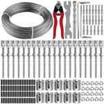 100FT Garden Wire Trellis for Climbing Plants, Kalolary Stainless Steel Garden Trellis for Outdoor Wall-Mounted Heavy Duty Wire Trellis Kit Wire Ropes System Kit for Plants Vines Wall Decoration