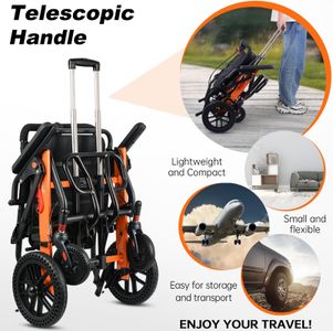 WISGING Ultra-Light Folding Wheelchair – Portable with Hand Brake, Travel Bag, Telescopic Handle